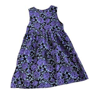 Vintage Grunge Rose Print Pleated Corduroy Dress 6